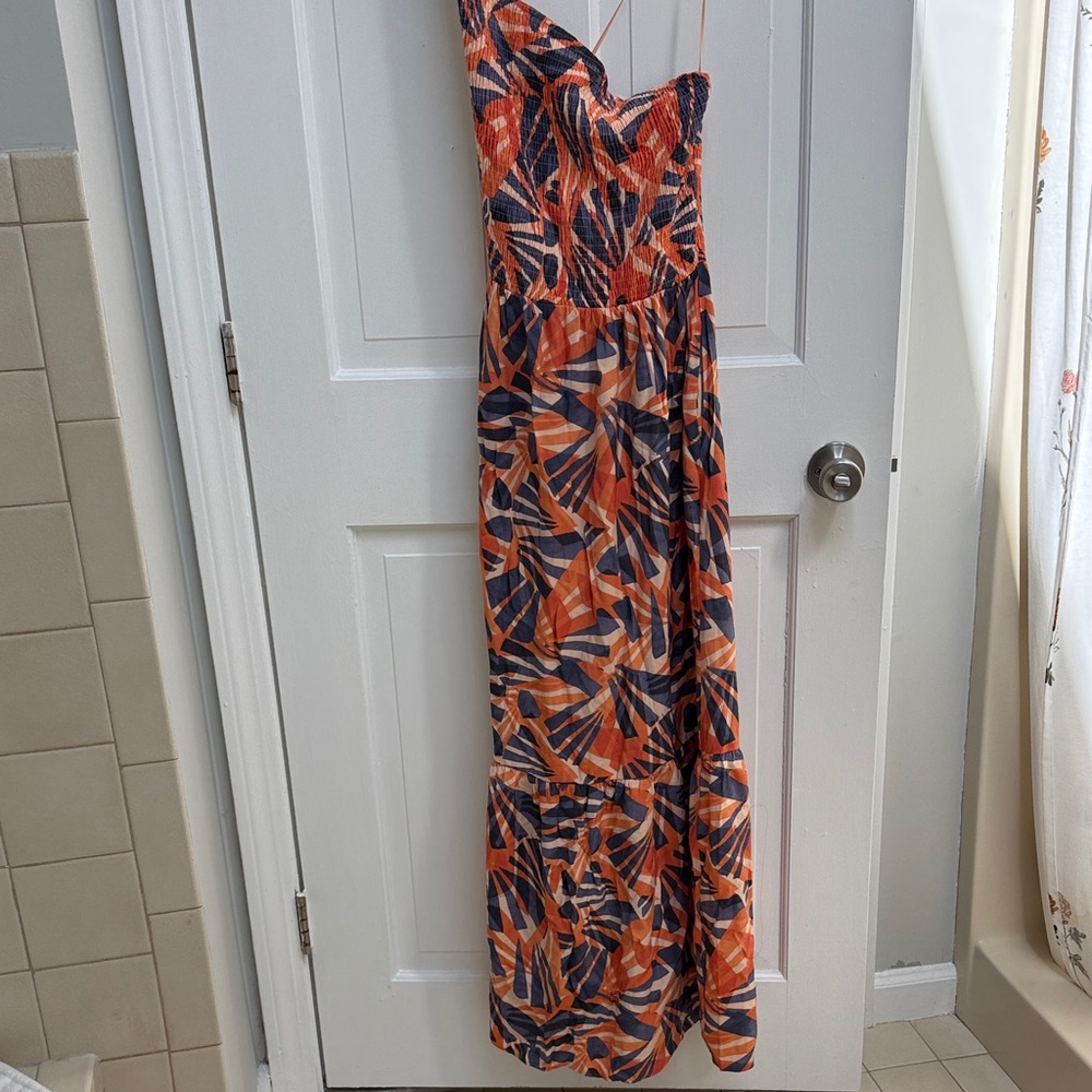 Orange and Blue Strapless Maxi Dress -Nine West